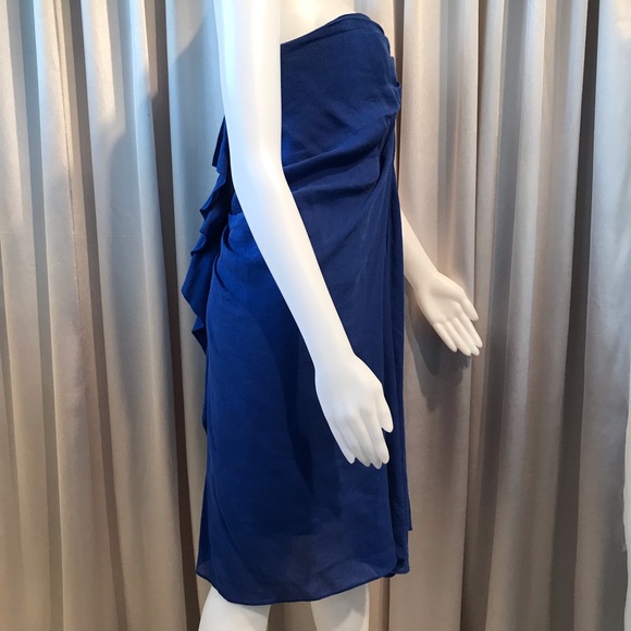 PHILLIP LIM Linen & Silk Draping Strapless Dress 8 - Picture 7 of 8